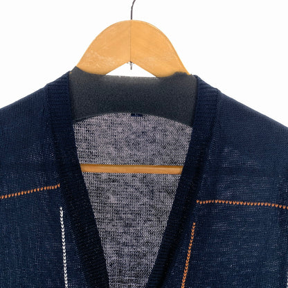 【中古品】【メンズ】 BURBERRY LONDON バーバリー ロンドン LINEN ニット ベスト トップス 古着 141-261009-mh-10-fuzh サイズ：L カラー：ブラック・チェック 万代Net店