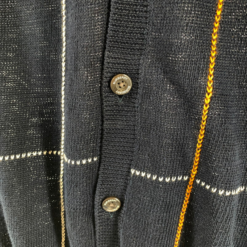 【中古品】【メンズ】 BURBERRY LONDON バーバリー ロンドン LINEN ニット ベスト トップス 古着 141-261009-mh-10-fuzh サイズ：L カラー：ブラック・チェック 万代Net店