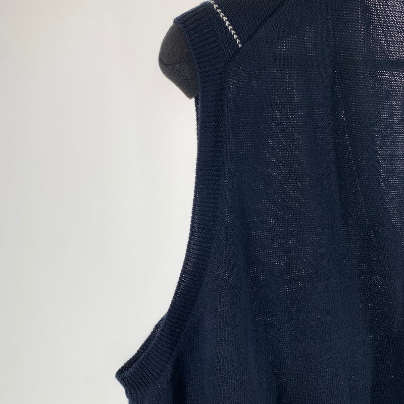 【中古品】【メンズ】 BURBERRY LONDON バーバリー ロンドン LINEN ニット ベスト トップス 古着 141-261009-mh-10-fuzh サイズ：L カラー：ブラック・チェック 万代Net店