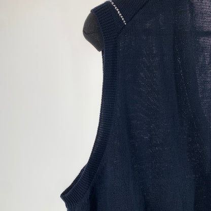 【中古品】【メンズ】 BURBERRY LONDON バーバリー ロンドン LINEN ニット ベスト トップス 古着 141-261009-mh-10-fuzh サイズ：L カラー：ブラック・チェック 万代Net店