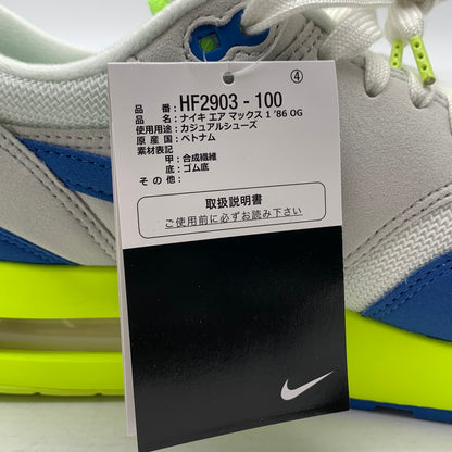 【中古美品】【メンズ】 NIKE ナイキ HF2903-100 AIR MAX 1 '86 OG "ROYAL AND VOLT" エアマックス スニーカー 靴 160-260922-gm-27-fuzh サイズ：28cm カラー：ホワイト ブルー 万代Net店