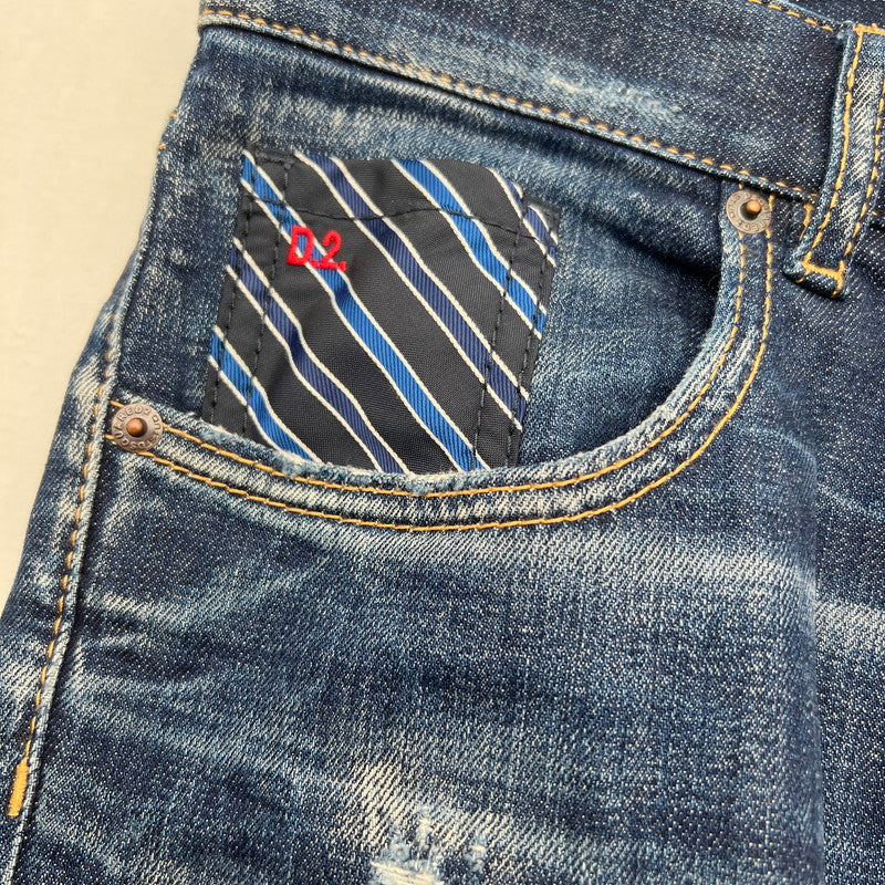 【中古品】【メンズ】 DSQUARED2 ディースクエアード デニムパンツ ジーンズ ジーパン INDIGO/SIZE:38/S72LB0730/ダメージ加工 171-260912-io-33-fuzh カラー：インディゴ 万代Net店