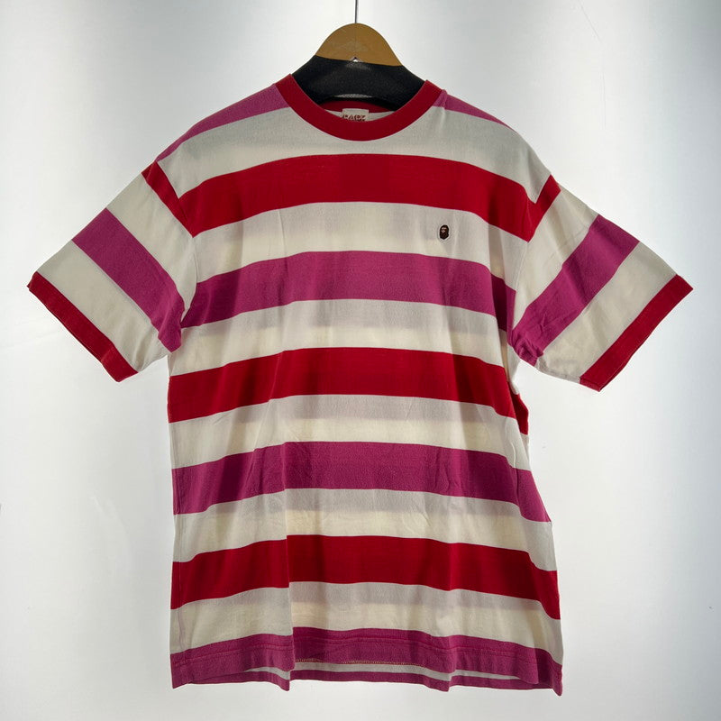 【中古品】【メンズ】 A BATHING APE アベイシングエイプ BORDER TEE ボーダーティーシャツ 142-260929-ny-02-fuzh サイズ：不明 カラー：ピンク 万代Net店
