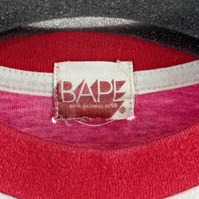 【中古品】【メンズ】 A BATHING APE アベイシングエイプ BORDER TEE ボーダーティーシャツ 142-260929-ny-02-fuzh サイズ：不明 カラー：ピンク 万代Net店