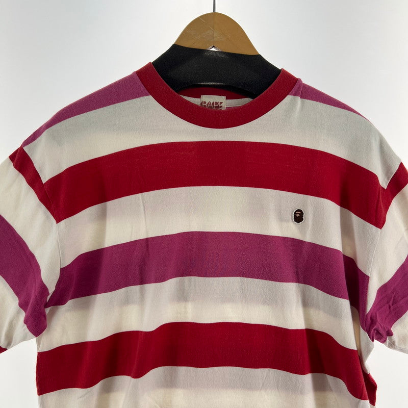 【中古品】【メンズ】 A BATHING APE アベイシングエイプ BORDER TEE ボーダーティーシャツ 142-260929-ny-02-fuzh サイズ：不明 カラー：ピンク 万代Net店