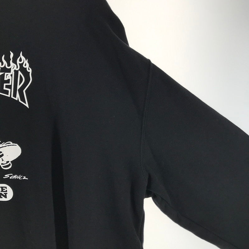 【中古品】【メンズ】 THRASHER スラッシャー×PEANUTS ピーナッツ パーカー チャーリーブラウン カラーBLACK SIZE:XL 142-260825-vt-01-fuzh 万代Net店