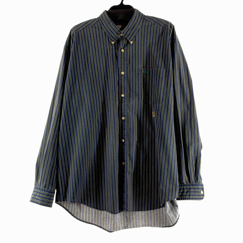 【中古品】【メンズ】 TOMMY HILFIGER トミーヒルフィガー 長袖シャツ 紺.緑.黄.ストライプ SIZE:XL フラッグタグ ※汚れ・使用感有 147-260912-io-27-fuzh 万代Net店
