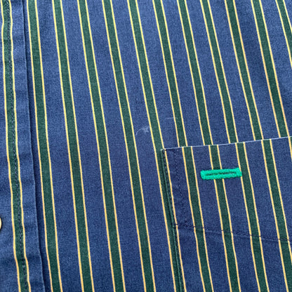 【中古品】【メンズ】 TOMMY HILFIGER トミーヒルフィガー 長袖シャツ 紺.緑.黄.ストライプ SIZE:XL フラッグタグ ※汚れ・使用感有 147-260912-io-27-fuzh 万代Net店