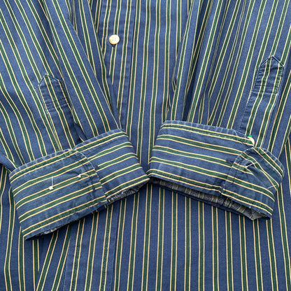 【中古品】【メンズ】 TOMMY HILFIGER トミーヒルフィガー 長袖シャツ 紺.緑.黄.ストライプ SIZE:XL フラッグタグ ※汚れ・使用感有 147-260912-io-27-fuzh 万代Net店