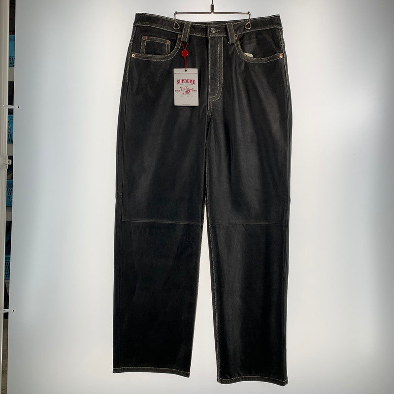 【中古美品】【メンズ】 SUPREME シュプリーム×TRUE RELIGION トゥルーレリジョン LOOSE FIT LEATHER PANT ルーズ フィット レザー パンツ 149-260913-nm-08-fuzh サイズ：34 カラー：ブラック（グレー系） 万代Net店
