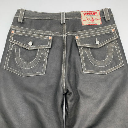 【中古美品】【メンズ】 SUPREME シュプリーム×TRUE RELIGION トゥルーレリジョン LOOSE FIT LEATHER PANT ルーズ フィット レザー パンツ 149-260913-nm-08-fuzh サイズ：34 カラー：ブラック（グレー系） 万代Net店