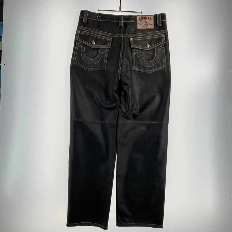 【中古美品】【メンズ】 SUPREME シュプリーム×TRUE RELIGION トゥルーレリジョン LOOSE FIT LEATHER PANT ルーズ フィット レザー パンツ 149-260913-nm-08-fuzh サイズ：34 カラー：ブラック（グレー系） 万代Net店