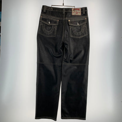 【中古美品】【メンズ】 SUPREME シュプリーム×TRUE RELIGION トゥルーレリジョン LOOSE FIT LEATHER PANT ルーズ フィット レザー パンツ 149-260913-nm-08-fuzh サイズ：34 カラー：ブラック（グレー系） 万代Net店