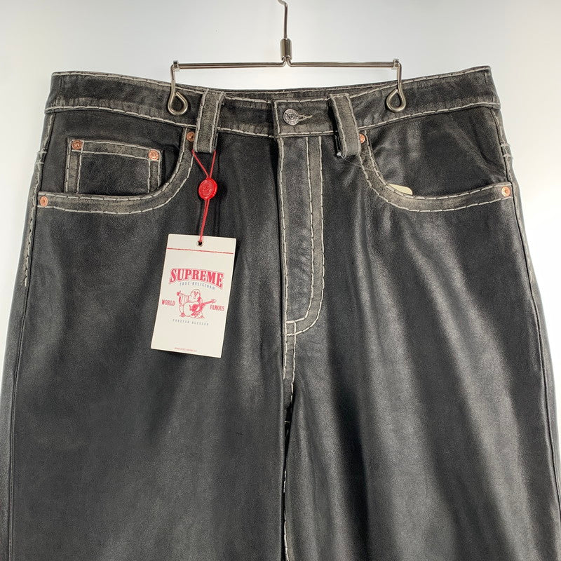 【中古美品】【メンズ】 SUPREME シュプリーム×TRUE RELIGION トゥルーレリジョン LOOSE FIT LEATHER PANT ルーズ フィット レザー パンツ 149-260913-nm-08-fuzh サイズ：34 カラー：ブラック（グレー系） 万代Net店