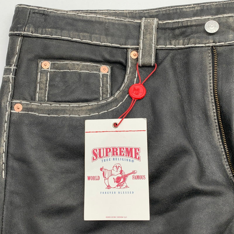 【中古美品】【メンズ】 SUPREME シュプリーム×TRUE RELIGION トゥルーレリジョン LOOSE FIT LEATHER PANT ルーズ フィット レザー パンツ 149-260913-nm-08-fuzh サイズ：34 カラー：ブラック（グレー系） 万代Net店