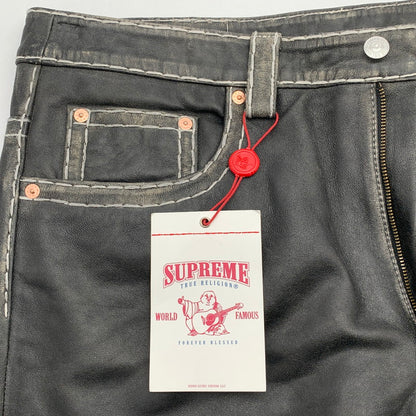 【中古美品】【メンズ】 SUPREME シュプリーム×TRUE RELIGION トゥルーレリジョン LOOSE FIT LEATHER PANT ルーズ フィット レザー パンツ 149-260913-nm-08-fuzh サイズ：34 カラー：ブラック（グレー系） 万代Net店