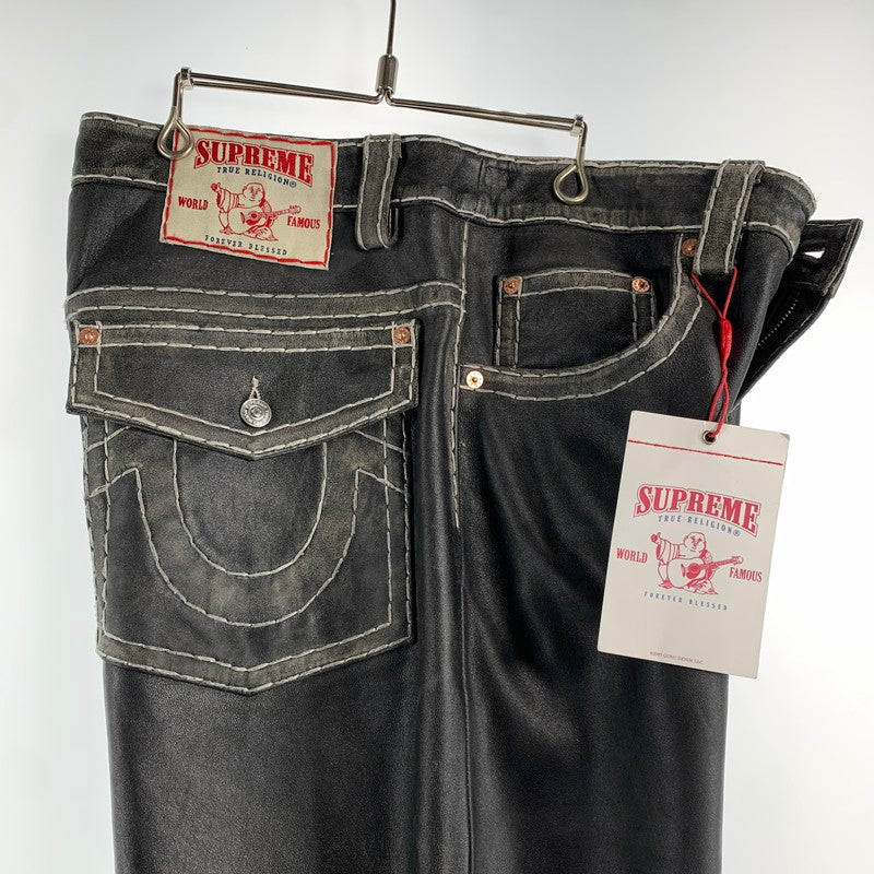 【中古美品】【メンズ】 SUPREME シュプリーム×TRUE RELIGION トゥルーレリジョン LOOSE FIT LEATHER PANT ルーズ フィット レザー パンツ 149-260913-nm-08-fuzh サイズ：34 カラー：ブラック（グレー系） 万代Net店