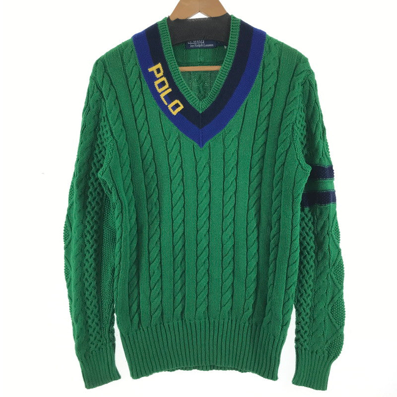 【中古品】【レディース】 POLO RALPH LAUREN ポロ・ラルフローレン コットンクリケットセーター GREEN.BLUE SIZE:S 170-260917-io-11-fuzh カラー：グリーンブルー 万代Net店