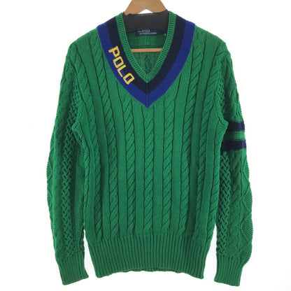 【中古品】【レディース】 POLO RALPH LAUREN ポロ・ラルフローレン コットンクリケットセーター GREEN.BLUE SIZE:S 170-260917-io-11-fuzh カラー：グリーンブルー 万代Net店