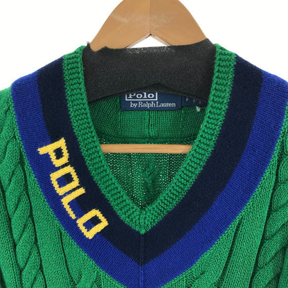 【中古品】【レディース】 POLO RALPH LAUREN ポロ・ラルフローレン コットンクリケットセーター GREEN.BLUE SIZE:S 170-260917-io-11-fuzh カラー：グリーンブルー 万代Net店