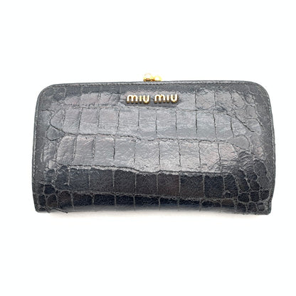 【中古品】【メンズ】 MIU MIU ミュウ ミュウ 2つ折り 財布 財布 ウォレット 181-260809-hi-17-fuzh カラー：ブラック 万代Net店
