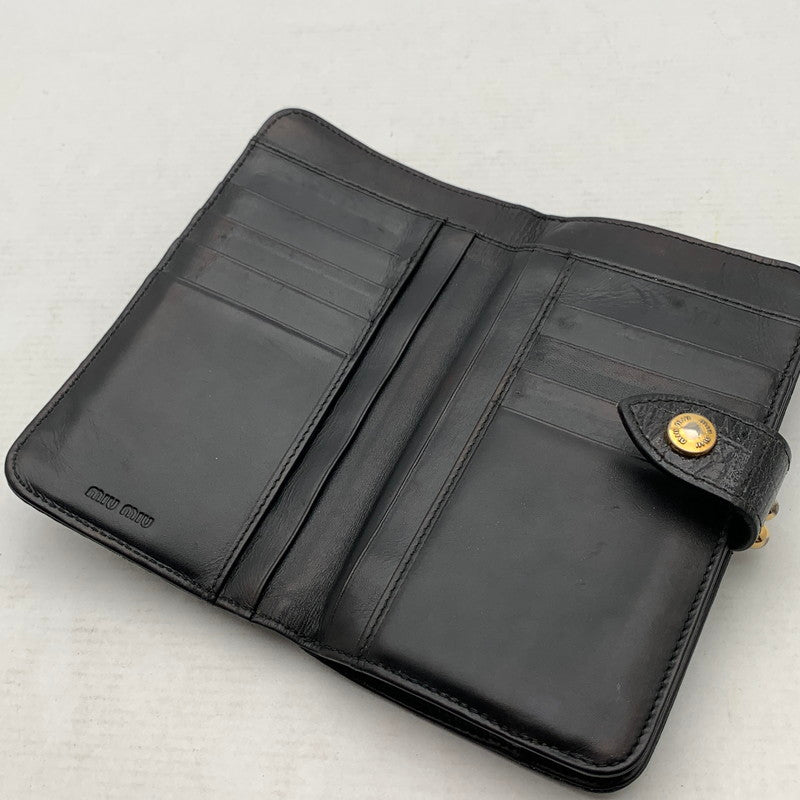 【中古品】【メンズ】 MIU MIU ミュウ ミュウ 2つ折り 財布 財布 ウォレット 181-260809-hi-17-fuzh カラー：ブラック 万代Net店