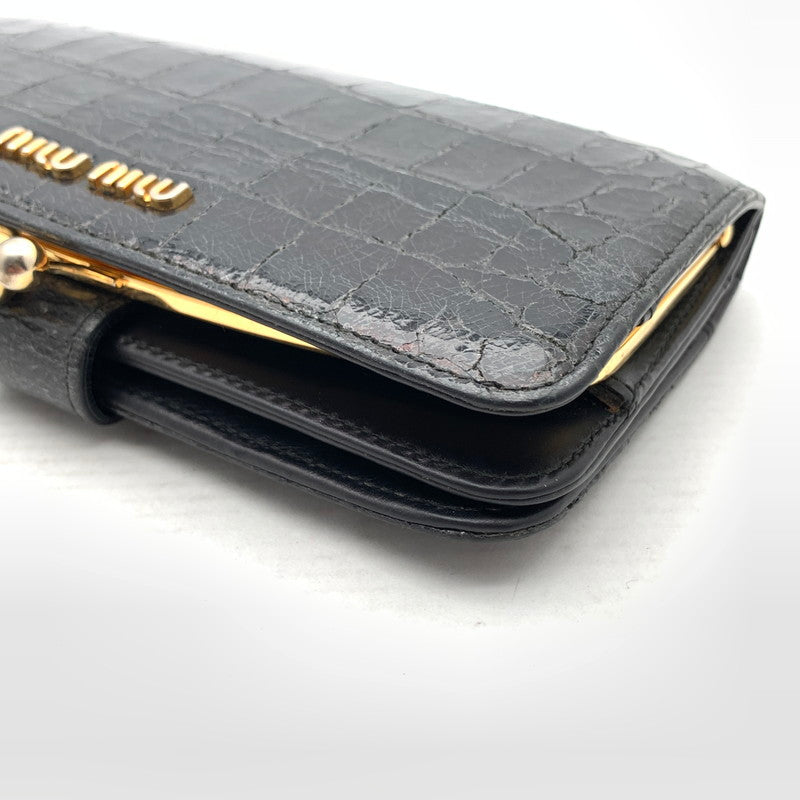 【中古品】【メンズ】 MIU MIU ミュウ ミュウ 2つ折り 財布 財布 ウォレット 181-260809-hi-17-fuzh カラー：ブラック 万代Net店