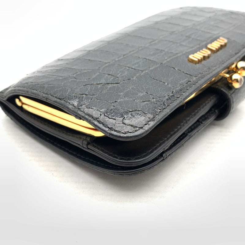 【中古品】【メンズ】 MIU MIU ミュウ ミュウ 2つ折り 財布 財布 ウォレット 181-260809-hi-17-fuzh カラー：ブラック 万代Net店