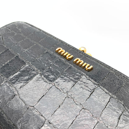 【中古品】【メンズ】 MIU MIU ミュウ ミュウ 2つ折り 財布 財布 ウォレット 181-260809-hi-17-fuzh カラー：ブラック 万代Net店