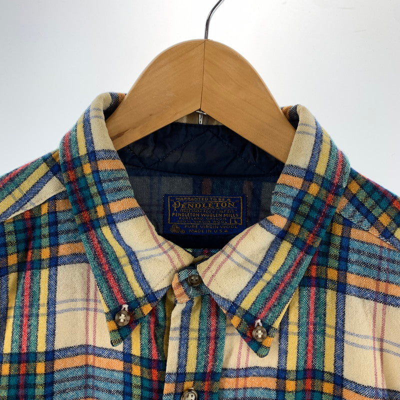 【中古品】【メンズ】 PENDLETON ペンドルトン PURE VIRGIN WOOL SHIRT 70S ピュア バージン ウール シャツ 長袖 トップス 古着 145-260919-mh-05-fuzh サイズ：L カラー：マルチ 万代Net店