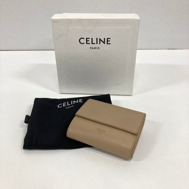 【中古品】【レディース】 CELINE セリーヌ スモール トリフォール ドウォレット カラーBEIGE 保存袋.箱付属 181-260916-ky-07-fuzh 万代Net店