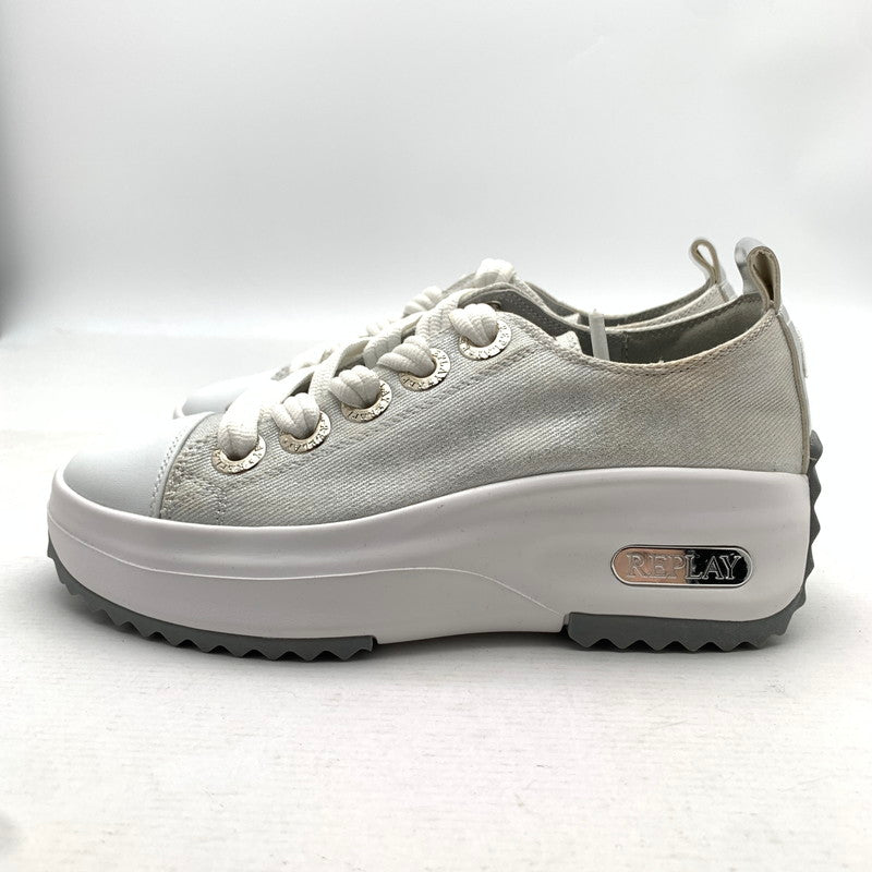 【中古品】【メンズ】 REPLAY リプレイ スニーカー 靴 165-260809-hi-38-fuzh サイズ：EUR38 カラー：ホワイト シルバー 万代Net店