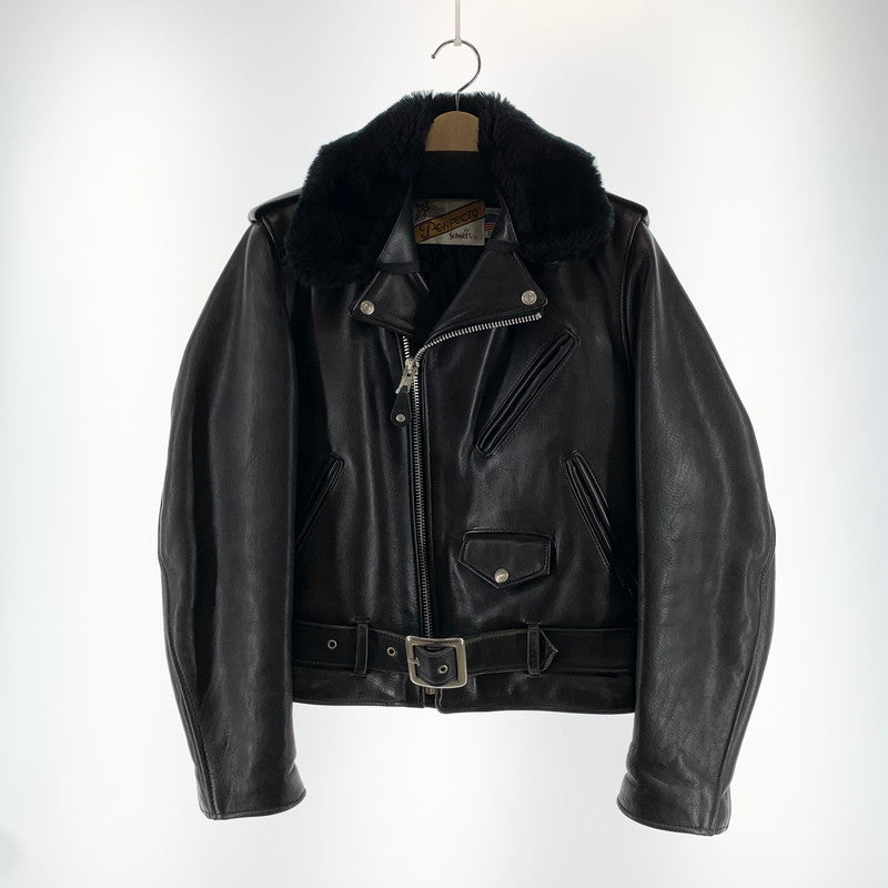 【中古品】【メンズ】 SCHOTT ショット 618M W RIDERS JACKET ライダース ジャケット USA製 襟ボア ライナー付 アウター コート 古着 145-260919-mh-01-fuzh サイズ：36 カラー：ブラック 万代Net店