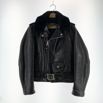 【中古品】【メンズ】 SCHOTT ショット 618M W RIDERS JACKET ライダース ジャケット USA製 襟ボア ライナー付 アウター コート 古着 145-260919-mh-01-fuzh サイズ：36 カラー：ブラック 万代Net店