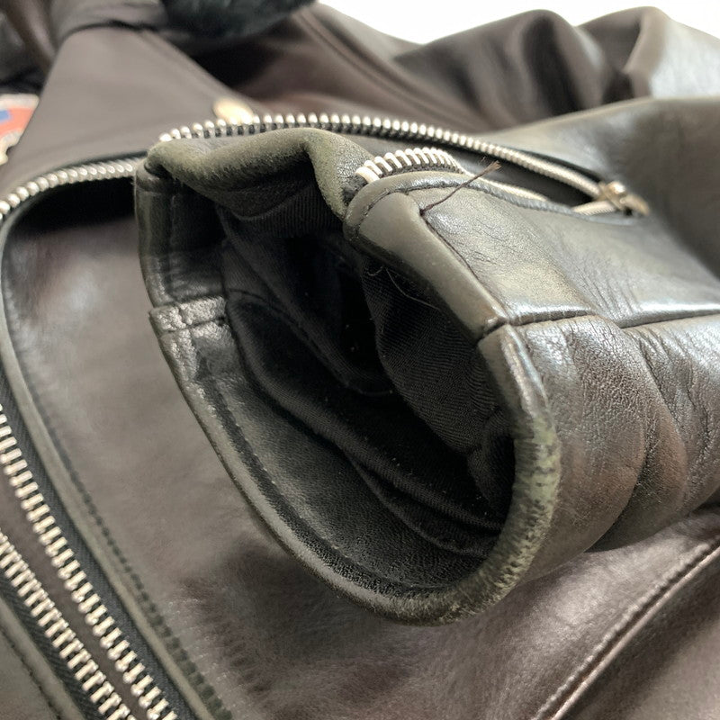 【中古品】【メンズ】 SCHOTT ショット 618M W RIDERS JACKET ライダース ジャケット USA製 襟ボア ライナー付 アウター コート 古着 145-260919-mh-01-fuzh サイズ：36 カラー：ブラック 万代Net店