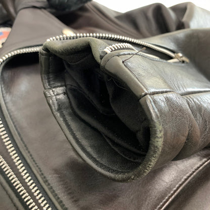【中古品】【メンズ】 SCHOTT ショット 618M W RIDERS JACKET ライダース ジャケット USA製 襟ボア ライナー付 アウター コート 古着 145-260919-mh-01-fuzh サイズ：36 カラー：ブラック 万代Net店
