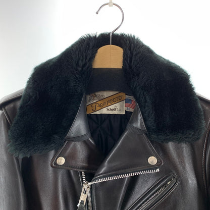 【中古品】【メンズ】 SCHOTT ショット 618M W RIDERS JACKET ライダース ジャケット USA製 襟ボア ライナー付 アウター コート 古着 145-260919-mh-01-fuzh サイズ：36 カラー：ブラック 万代Net店