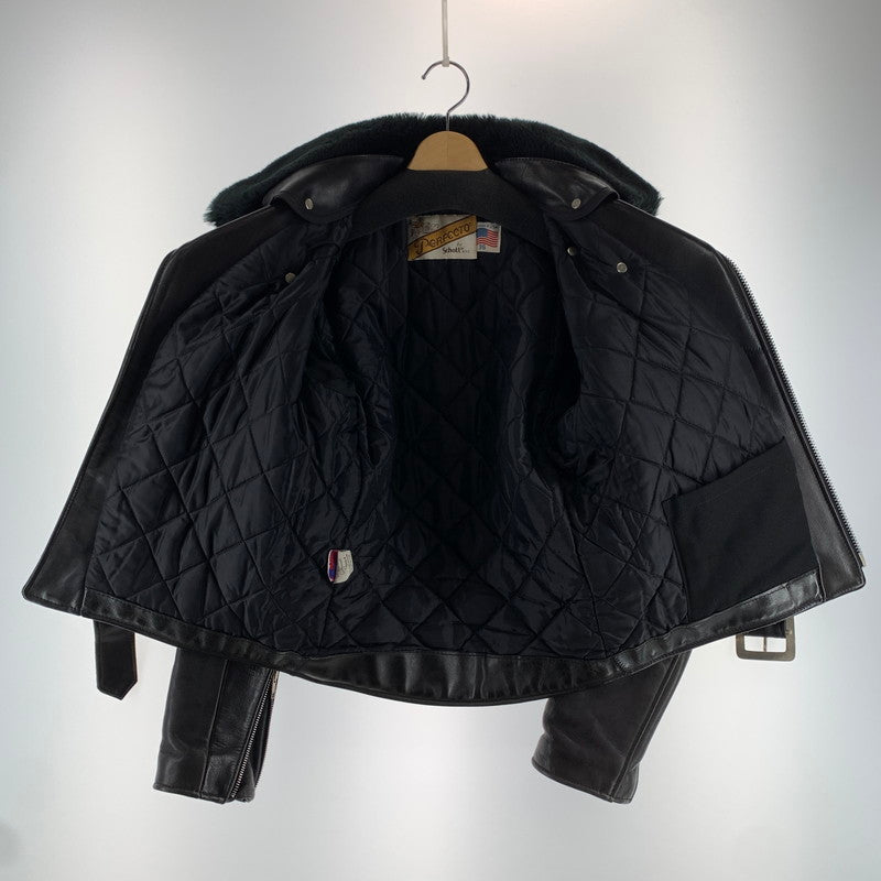 【中古品】【メンズ】 SCHOTT ショット 618M W RIDERS JACKET ライダース ジャケット USA製 襟ボア ライナー付 アウター コート 古着 145-260919-mh-01-fuzh サイズ：36 カラー：ブラック 万代Net店