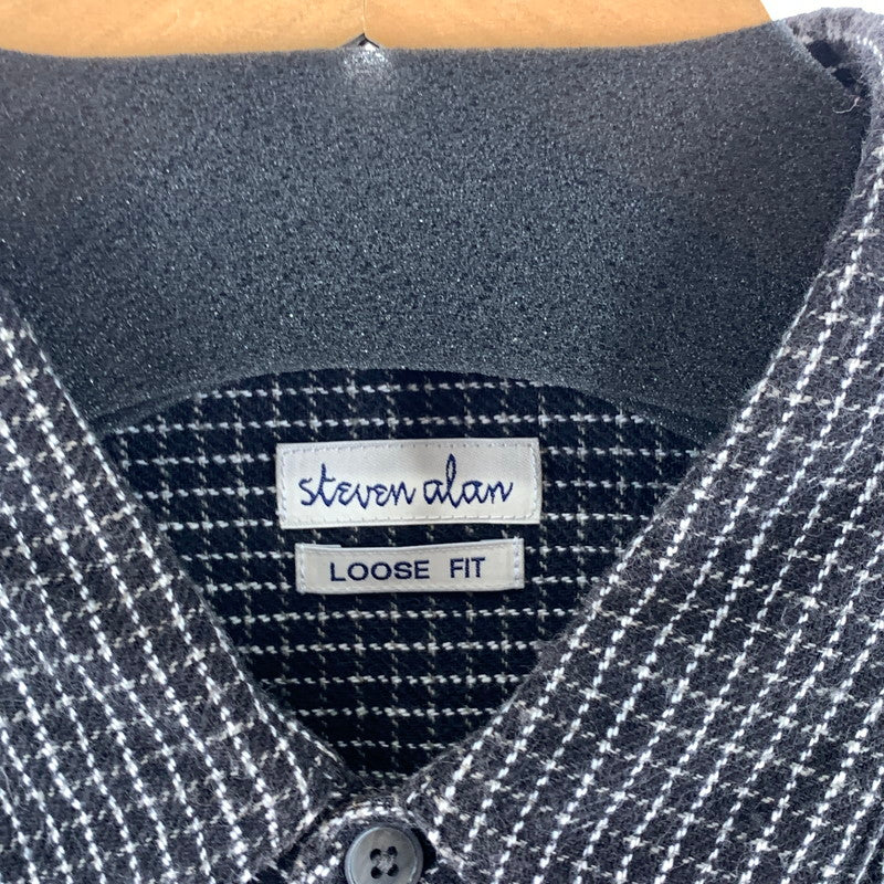 【中古品】【メンズ】 STEVENALAN CHECK SHIRT 長袖シャツ ブランド 古着 140-260920-gm-01-fuzh サイズ：L カラー：ブラック 万代Net店