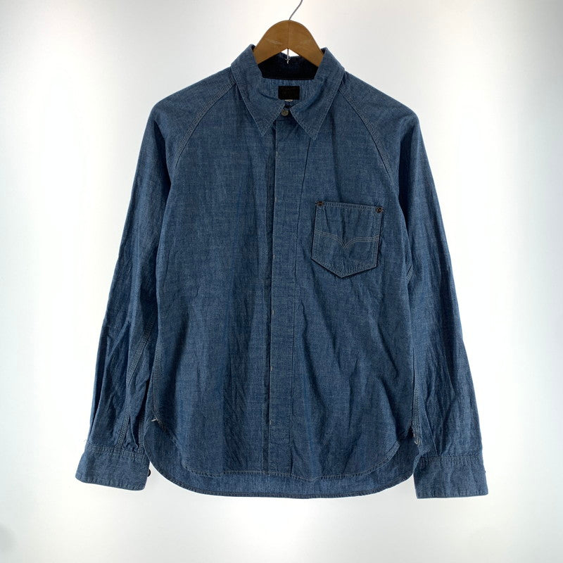 【中古品】【メンズ】 DELUXEWARE デラックスウエア 7644B 40S CHAMBRAY SHIRT シャンブレー ワーク シャツ 長袖 トップス 古着 145-260919-mh-04-fuzh サイズ：L カラー：ブルー 万代Net店