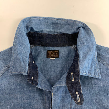 【中古品】【メンズ】 DELUXEWARE デラックスウエア 7644B 40S CHAMBRAY SHIRT シャンブレー ワーク シャツ 長袖 トップス 古着 145-260919-mh-04-fuzh サイズ：L カラー：ブルー 万代Net店