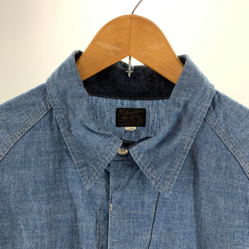 【中古品】【メンズ】 DELUXEWARE デラックスウエア 7644B 40S CHAMBRAY SHIRT シャンブレー ワーク シャツ 長袖 トップス 古着 145-260919-mh-04-fuzh サイズ：L カラー：ブルー 万代Net店