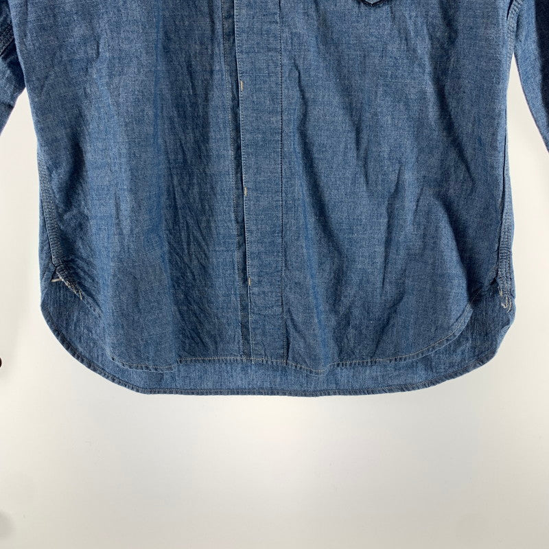 【中古品】【メンズ】 DELUXEWARE デラックスウエア 7644B 40S CHAMBRAY SHIRT シャンブレー ワーク シャツ 長袖 トップス 古着 145-260919-mh-04-fuzh サイズ：L カラー：ブルー 万代Net店