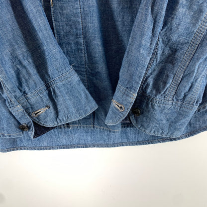 【中古品】【メンズ】 DELUXEWARE デラックスウエア 7644B 40S CHAMBRAY SHIRT シャンブレー ワーク シャツ 長袖 トップス 古着 145-260919-mh-04-fuzh サイズ：L カラー：ブルー 万代Net店