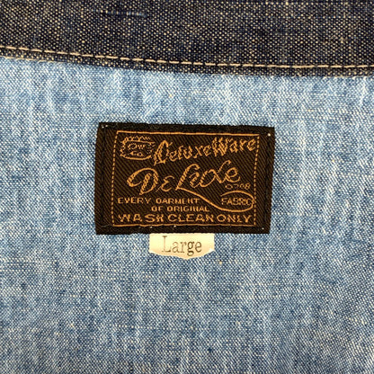 【中古品】【メンズ】 DELUXEWARE デラックスウエア 7644B 40S CHAMBRAY SHIRT シャンブレー ワーク シャツ 長袖 トップス 古着 145-260919-mh-04-fuzh サイズ：L カラー：ブルー 万代Net店