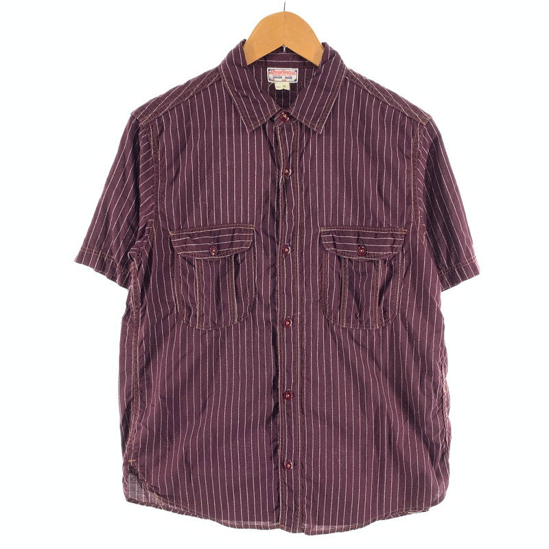 【中古品】【メンズ】 FREEWHEELERS UNION SPECIAL フリーホイラーズ ユニオンスペシャル 半袖シャツ トップス ブランド 古着 145-260922-gm-09-fuzh サイズ：16 カラー：ワインレッド 万代Net店