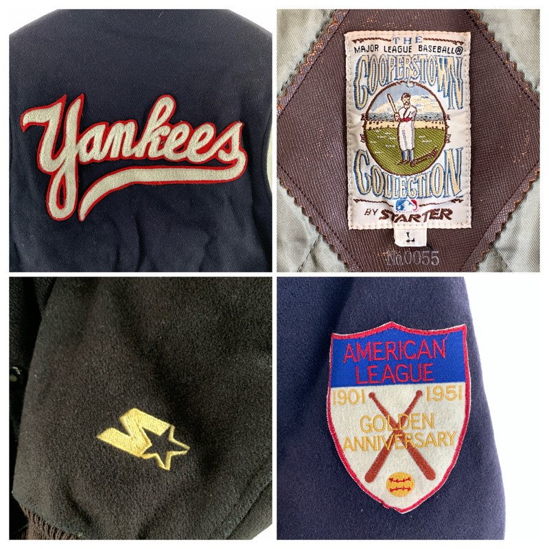 【中古品】【メンズ】 STARTER スターター COOPERSTOWN クーパーズタウン ウール スタジャン アウター コート 古着 145-260919-mh-02-fuzh サイズ：L カラー：ネイビー 万代Net店