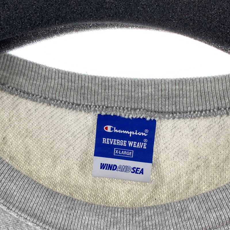 【中古品】【メンズ】 WIND AND SEA×CHAMPION REVERSE WAVE HALF SLEEVE CREW NECK SWEAT SHIRT リバースウィーブ 半袖スウェット 142-260809-hi-03-fuzh サイズ：XL カラー：グレー 万代Net店