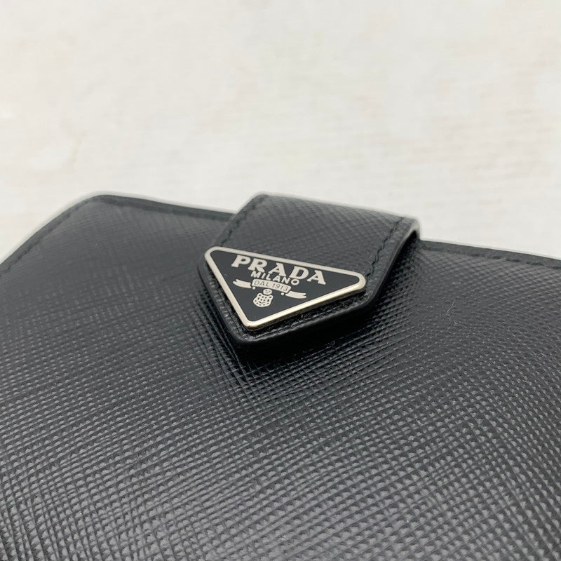 【中古品】【メンズ】 PRADA プラダ サフィアーノレザー トライアングルロゴ 二つ折り ミニ財布 財布 ウォレット 181-260809-hi-19-fuzh カラー：ブラック 万代Net店
