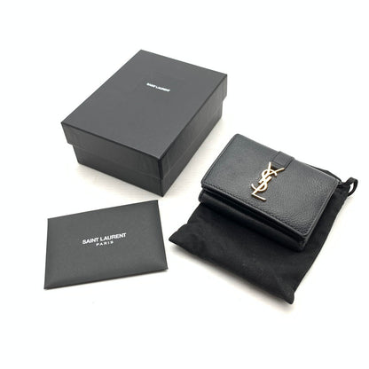 【中古品】【メンズ】 SAINT LAURENT サンローラン 669959 ORIGAMI TINY WALLET レザー 3つ折り財布 ウォレット ブランド 181-260921-gm-41-fuzh カラー：ブラック 万代Net店